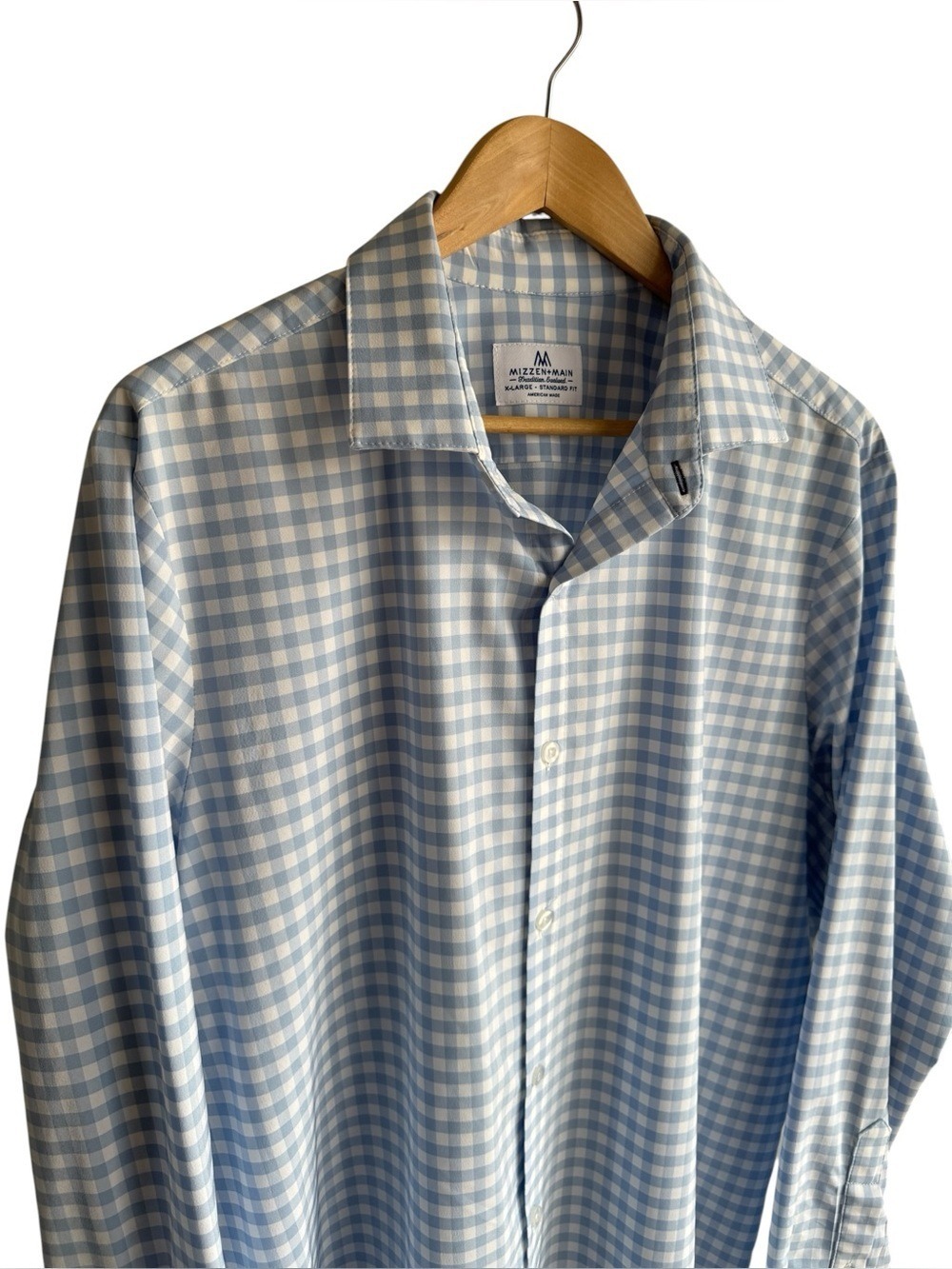 Mizzen Main Check Plaid Long Sleeve Shirt Men XL Standard Fit Performance USA